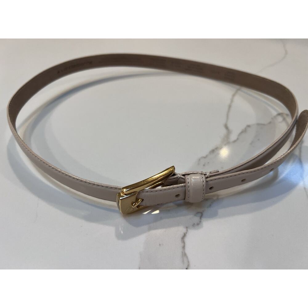 Vintage Liz Claiborne Blush Pink Patent Leather Skinny Belt Gold Buckle Large
